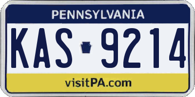 PA license plate KAS9214