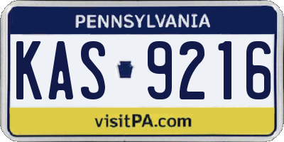 PA license plate KAS9216