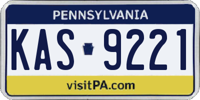 PA license plate KAS9221