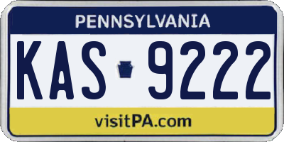 PA license plate KAS9222
