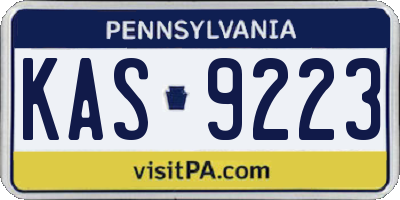 PA license plate KAS9223