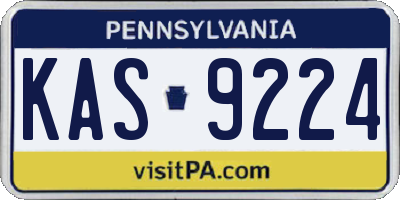 PA license plate KAS9224