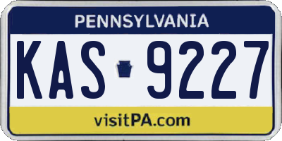 PA license plate KAS9227