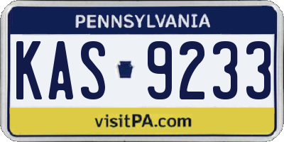 PA license plate KAS9233