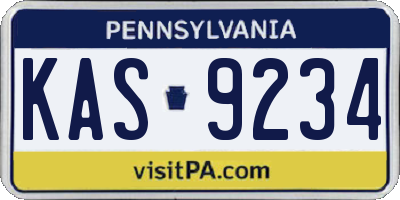 PA license plate KAS9234