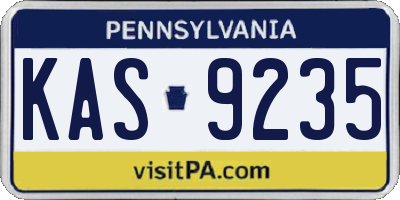 PA license plate KAS9235