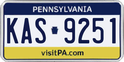 PA license plate KAS9251
