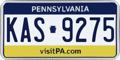 PA license plate KAS9275