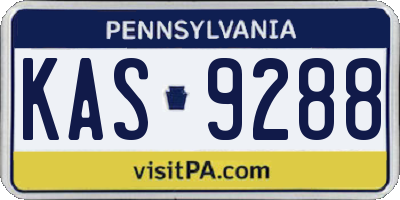 PA license plate KAS9288