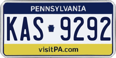 PA license plate KAS9292