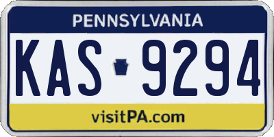 PA license plate KAS9294