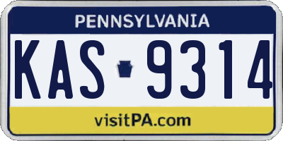 PA license plate KAS9314