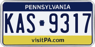PA license plate KAS9317