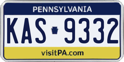 PA license plate KAS9332