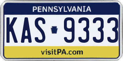 PA license plate KAS9333