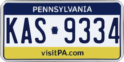 PA license plate KAS9334