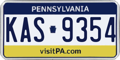 PA license plate KAS9354