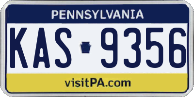 PA license plate KAS9356