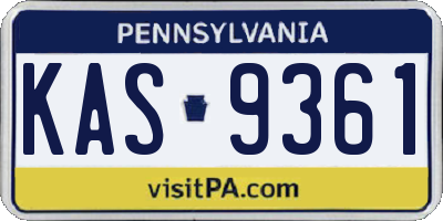 PA license plate KAS9361
