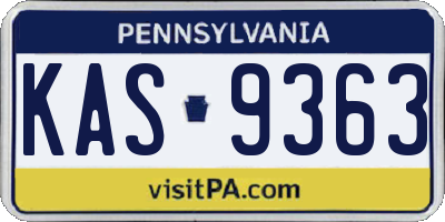 PA license plate KAS9363
