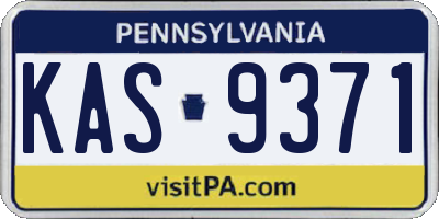 PA license plate KAS9371