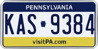 PA license plate KAS9384