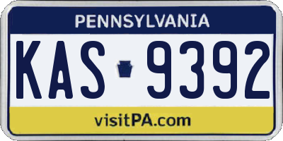 PA license plate KAS9392