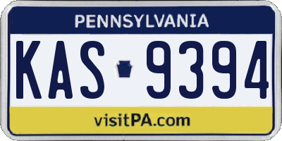 PA license plate KAS9394