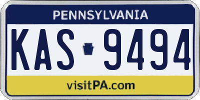 PA license plate KAS9494