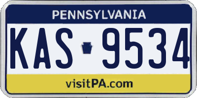 PA license plate KAS9534