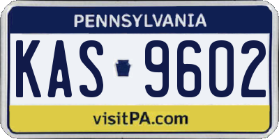 PA license plate KAS9602