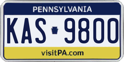 PA license plate KAS9800