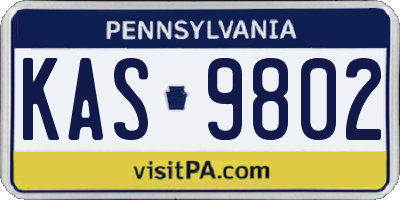 PA license plate KAS9802