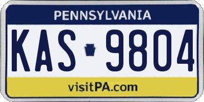 PA license plate KAS9804