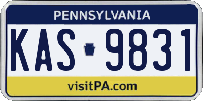 PA license plate KAS9831