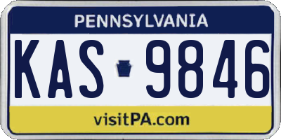 PA license plate KAS9846