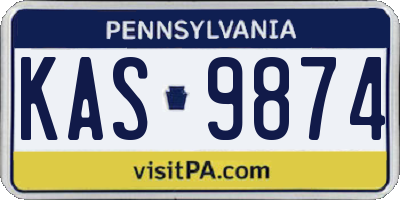 PA license plate KAS9874