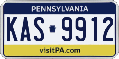 PA license plate KAS9912