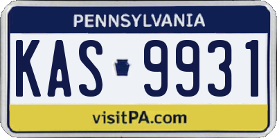 PA license plate KAS9931
