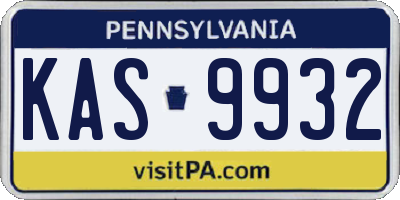 PA license plate KAS9932