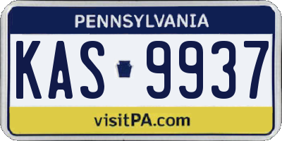 PA license plate KAS9937