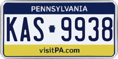 PA license plate KAS9938