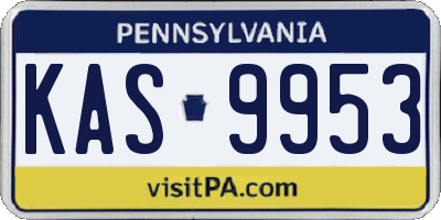PA license plate KAS9953