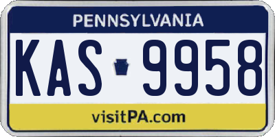 PA license plate KAS9958