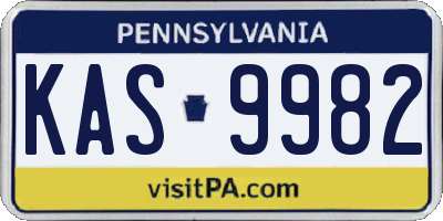 PA license plate KAS9982