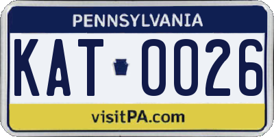 PA license plate KAT0026