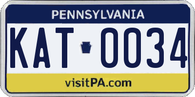 PA license plate KAT0034