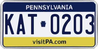 PA license plate KAT0203