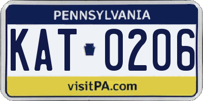 PA license plate KAT0206