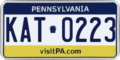 PA license plate KAT0223